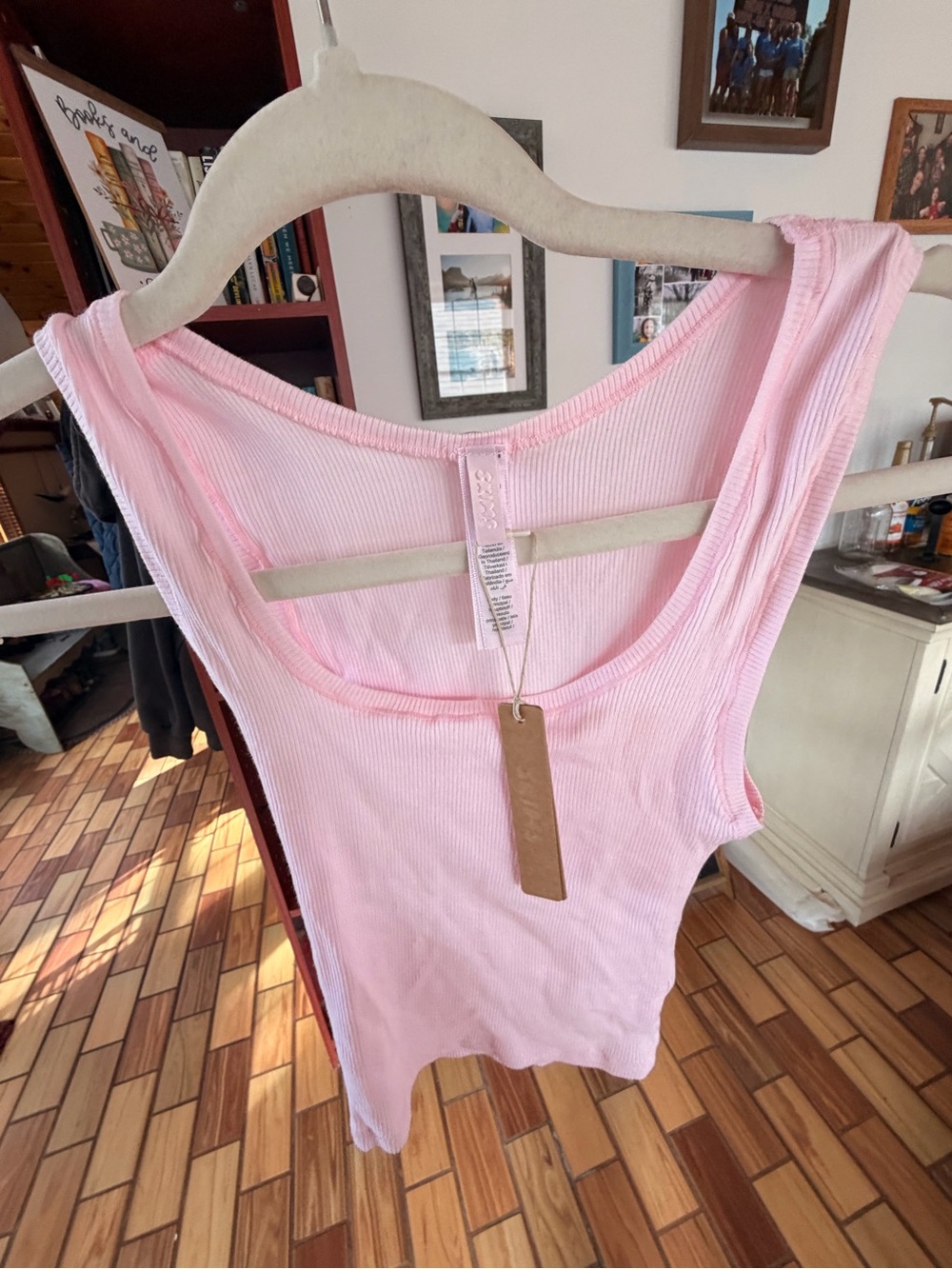 SKIMS Light Pink Ribbed Scoop Tank